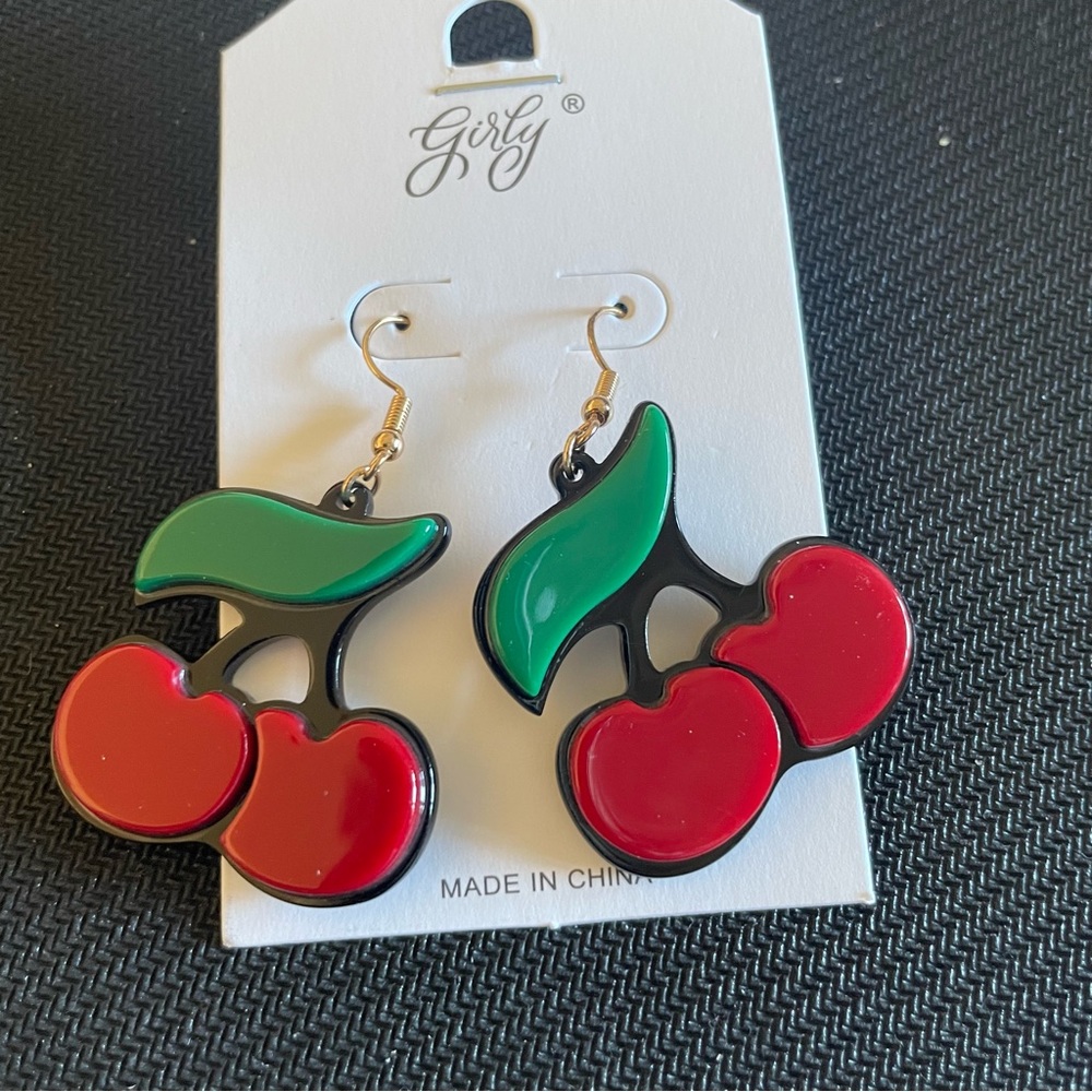 Girly Cherry Costume Jewelry Earrings